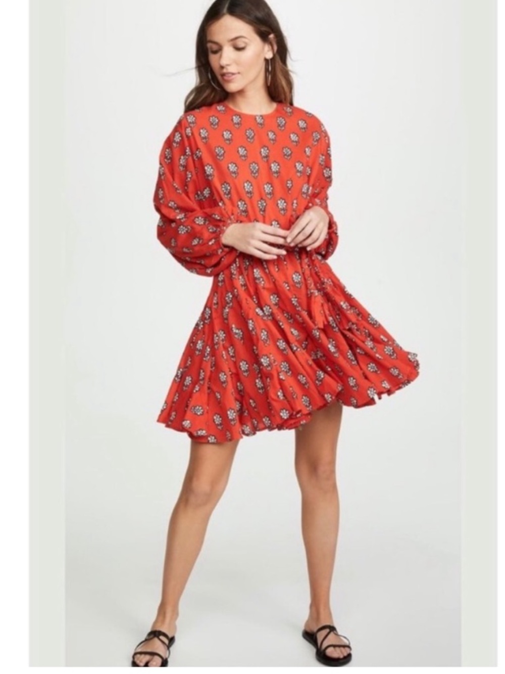 Rhode Resort Ella Dress Red Black Flowers size XS